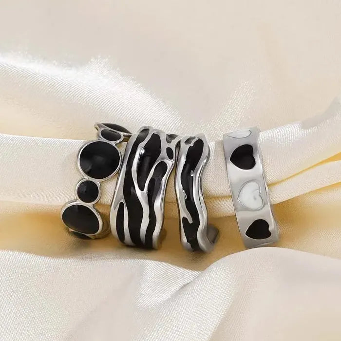 Adjustable Geometric Titanium Steel Ring for Women Wedding Gift Jewelry Accessory