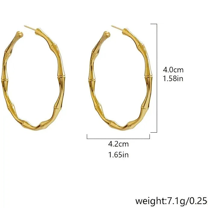 Classic Gold Bamboo Knot Drop Earrings for Women Metal Geometry Jewelry Gift