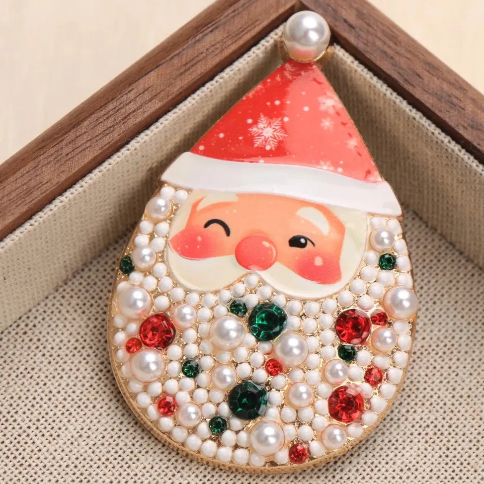 Elegant Classic Santa Claus Brooch Holiday Gift for Women Men
