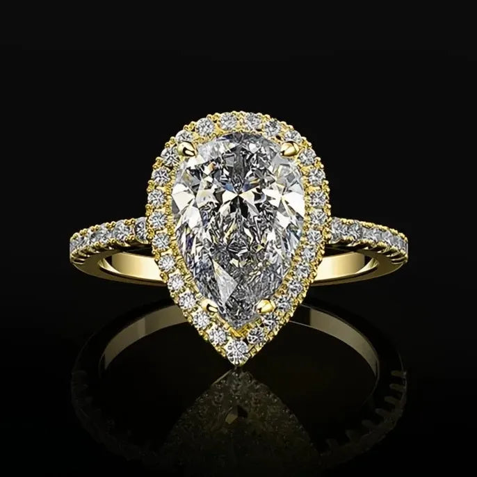 Water Drop Design Women Ring Micro Paved Cubic Zirconia Bridal Wedding Engagement Jewelry