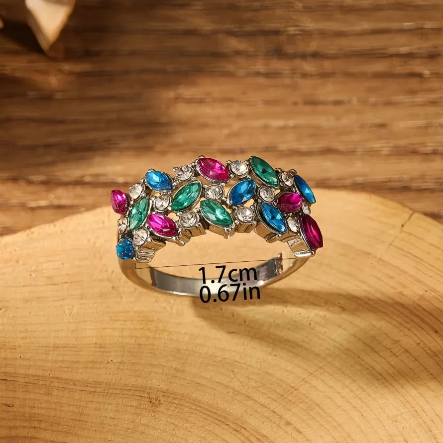 Multicolored Square Silver Wedding Rings for Women Luxury Zircon Jewelry