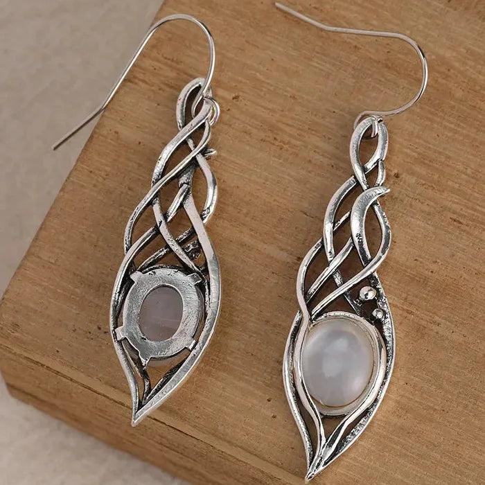Vintage Bohemian Synthetic Opal Drop Earrings Zinc Alloy for Women Daily Wear