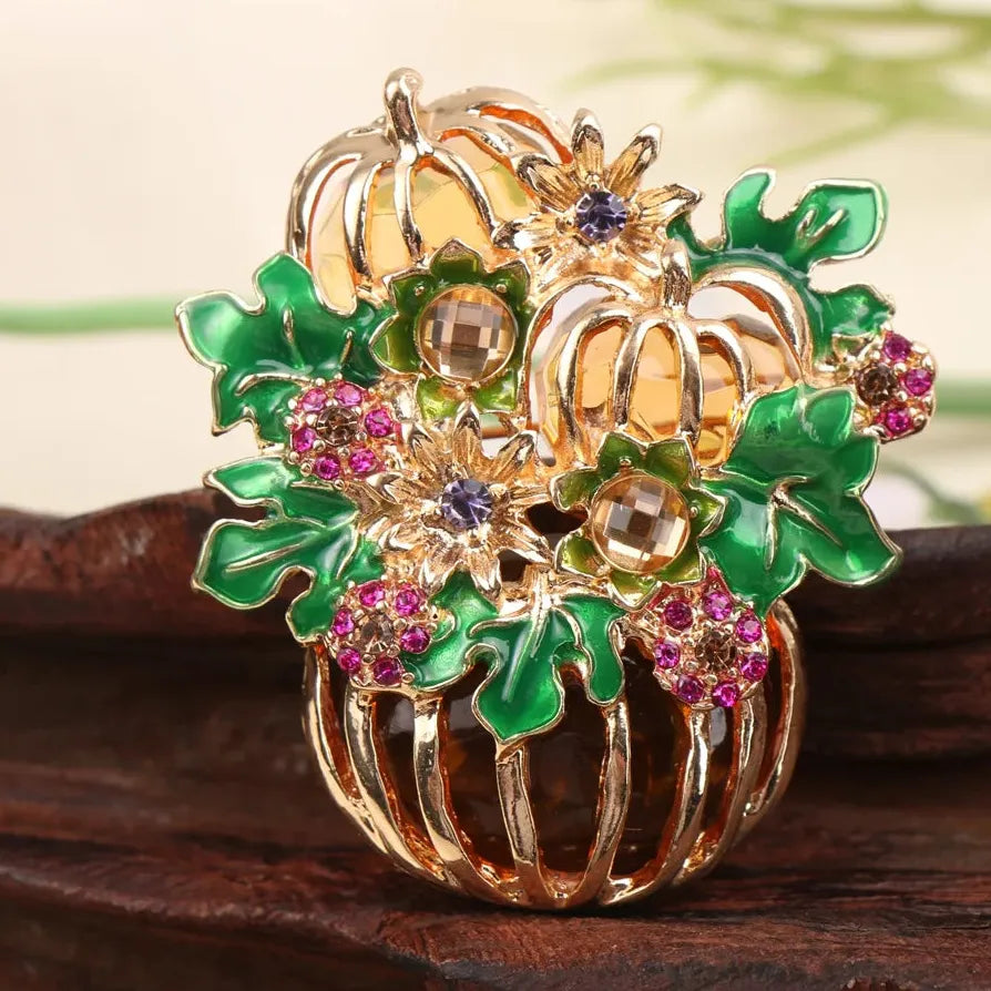 Luxury Halloween Pumpkin Brooch Pin Classic Jewelry Gift for Men Women