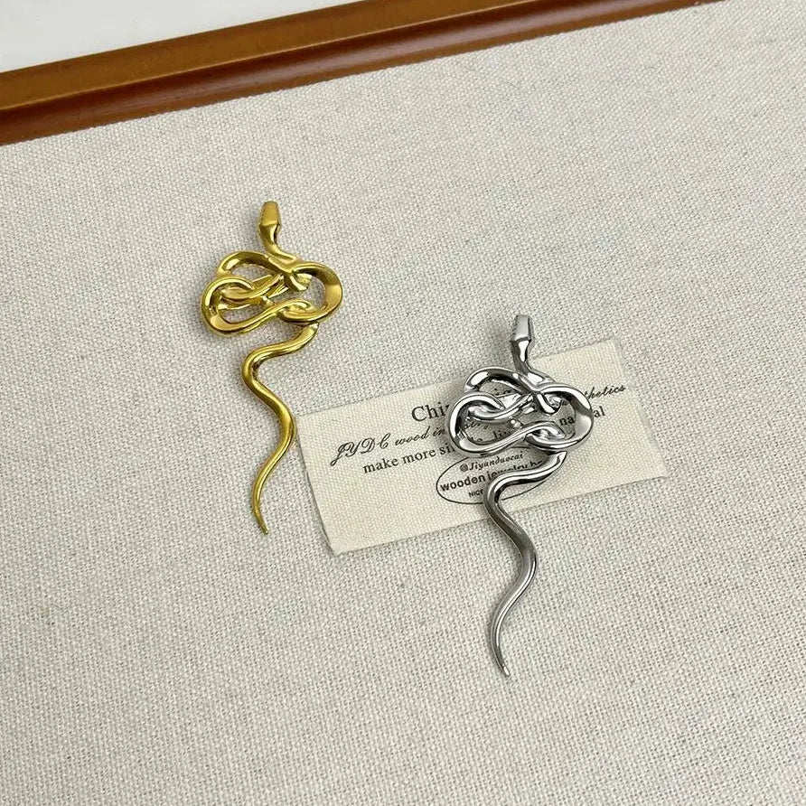 Copper Snake Brooch Pin for Women Men Punk Fashion Party Jewelry