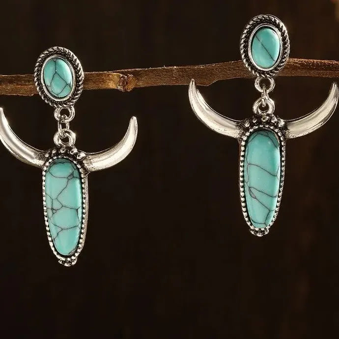 Vintage Turquoise Bohemian Drop Earrings Women Ethnic Zinc Alloy Jewelry Gift