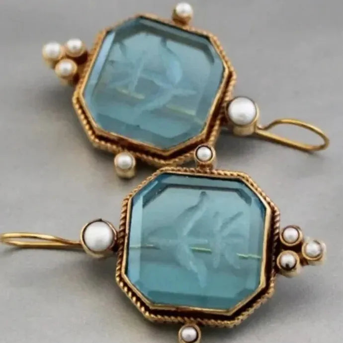 Elegant Vintage Geometric Pearl Drop Earrings for Women Zinc Alloy Bridal Gift