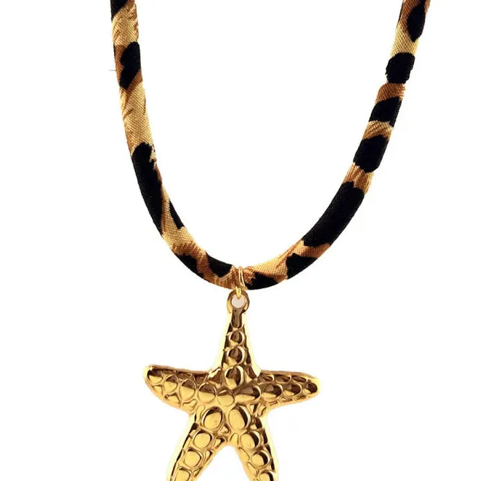 18K Gold Plated Starfish Pendant Necklace Women Spiral Sun Shell Choker Jewelry