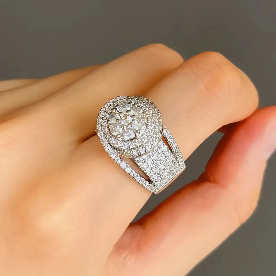 2023 Women’s Geometric Wedding Ring Full Bling Brass AAA Cubic Zirconia