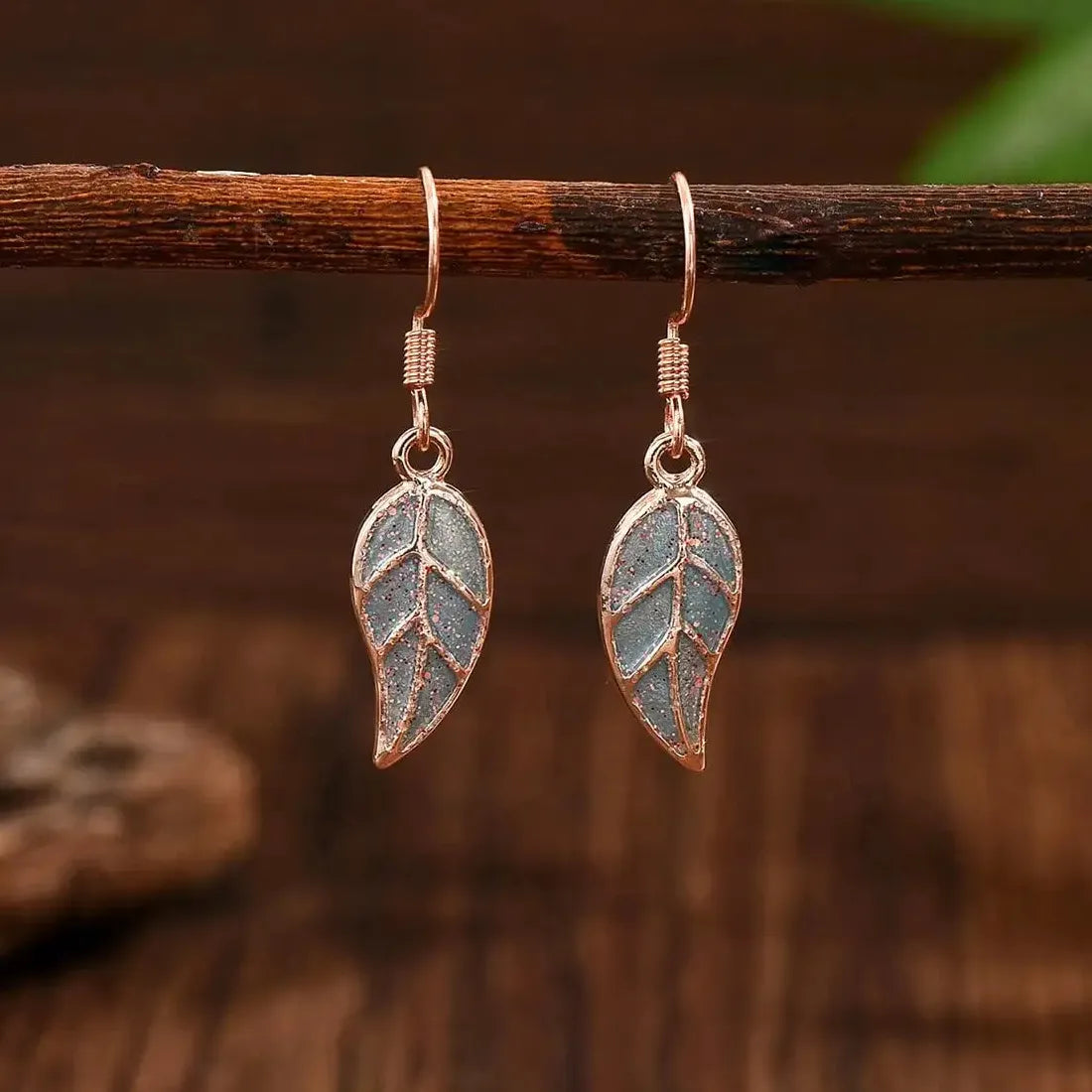 Copper Vintage Bohemian Leaf Earrings for Women and Girls, Colorful Pendant Gift