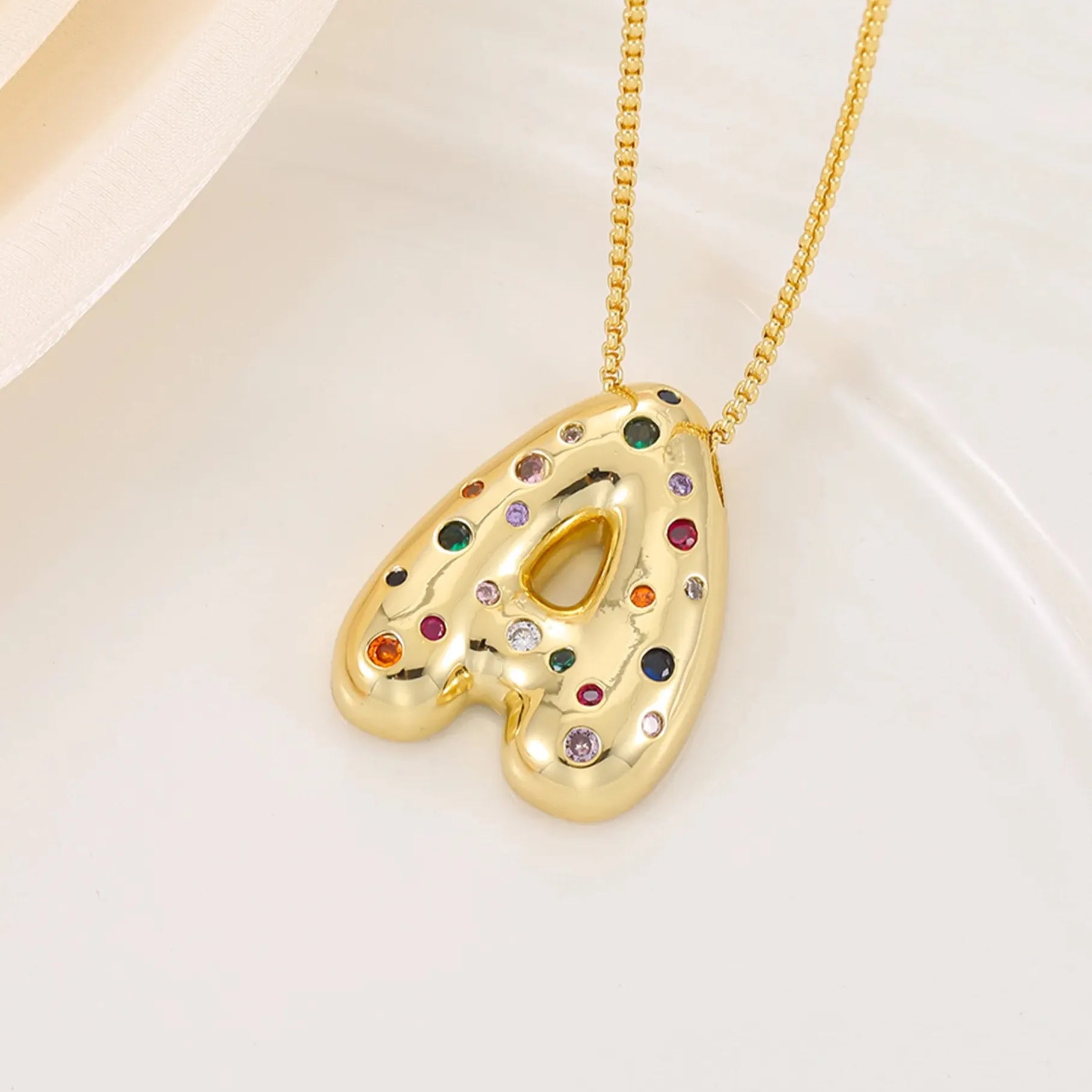 18K Gold Plated A-Z Letter Pendant Necklace for Women Gift Cubic Zirconia