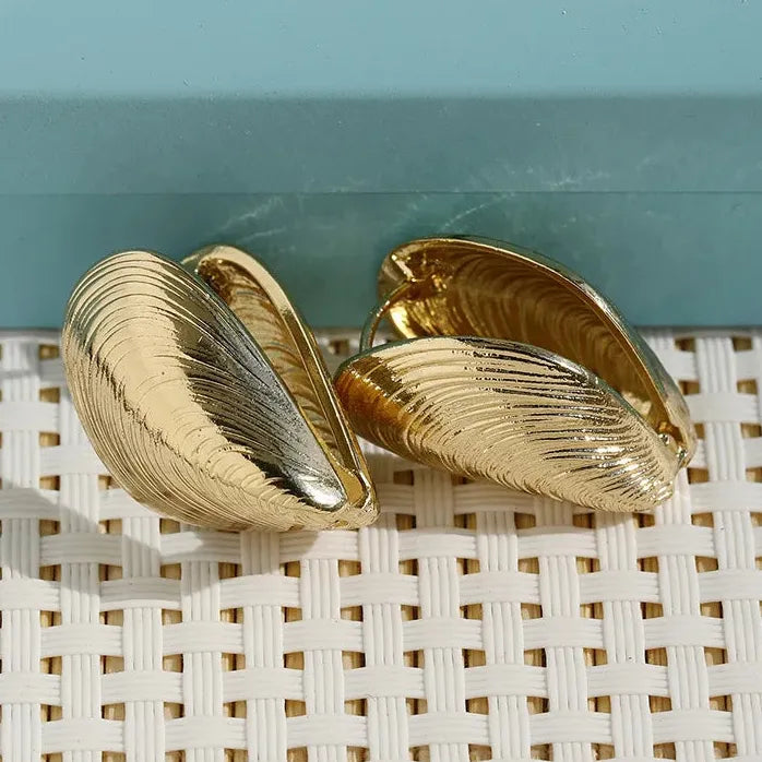 2024 Vintage Geometric Shell Earrings for Women Copper Metal Fashion Jewelry
