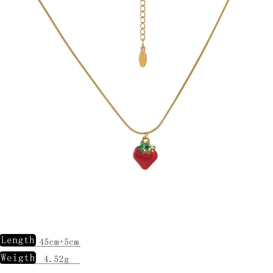 18k Gold Plated Stainless Steel Fruit Pendant Necklace Red Pepper Cherry Choker Necklace