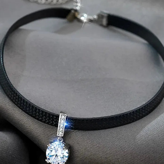 Black Lace Geometric Pendant Choker Necklace for Women Stylish Jewelry Gift