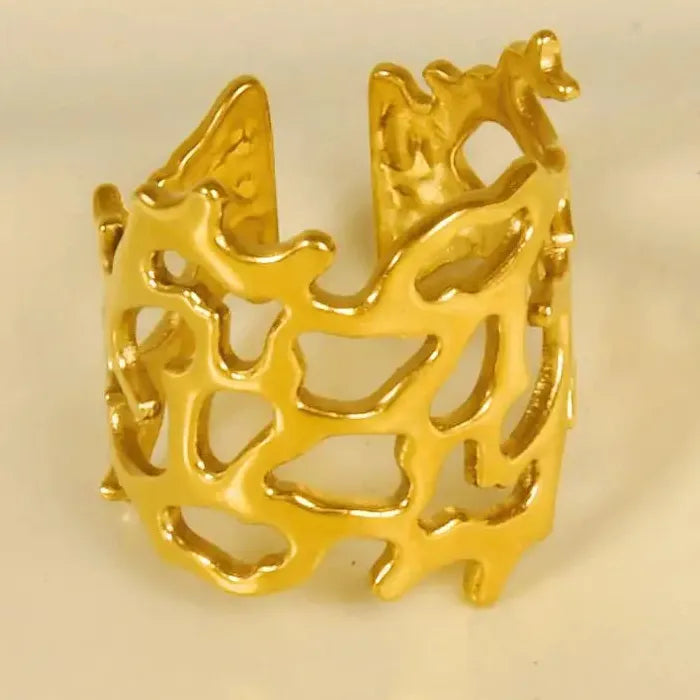 Stainless Steel Hollow Irregular Tree Branch Ring Waterproof Wedding Gift Jewelry