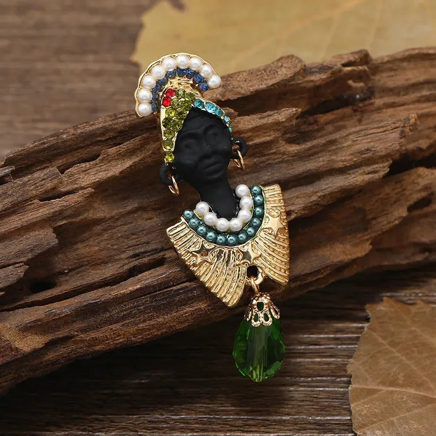 Vintage Luxury Ancient Egyptian Black Moor Classic Brooch for Women