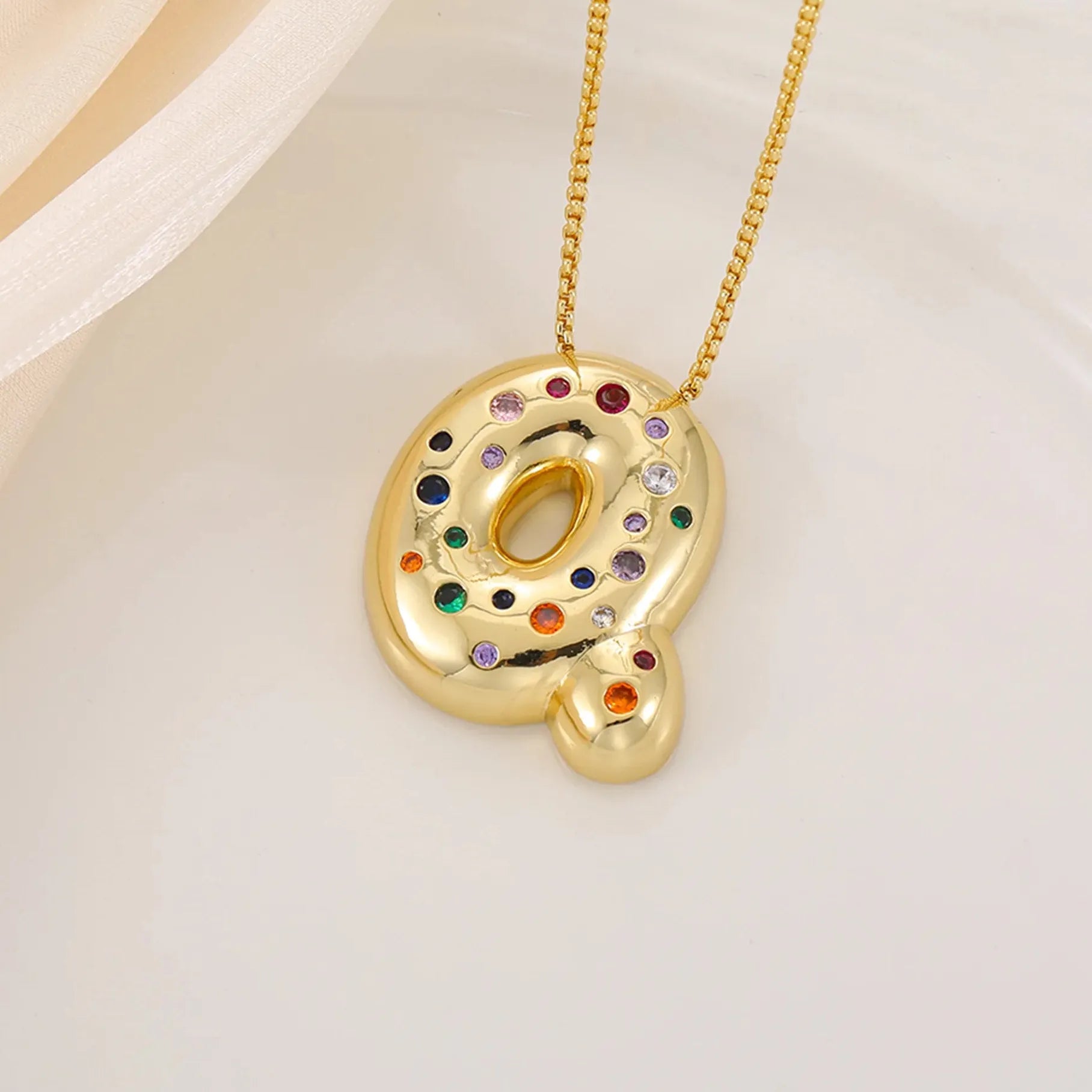 18K Gold Plated A-Z Letter Pendant Necklace for Women Gift Cubic Zirconia