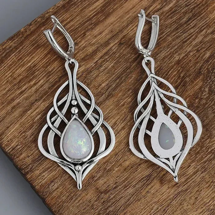 Vintage Bohemian Gothic Synthetic Gemstone Drop Earrings Zinc Alloy Jewelry Gifts Women