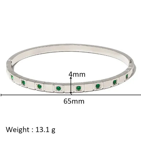 18K Gold Plated Stainless Steel Zircon Rhinestone Twist Open Bangle Bracelet Women