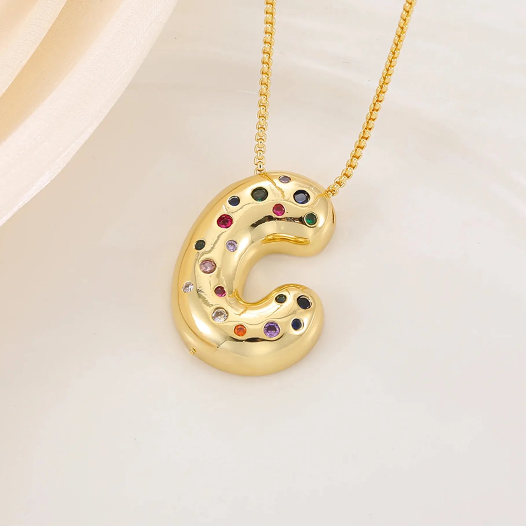 18K Gold Plated A-Z Letter Pendant Necklace for Women Gift Cubic Zirconia