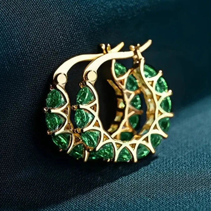 Women’s Geometric Hoop Earrings with Cubic Zirconia for Daily & Wedding