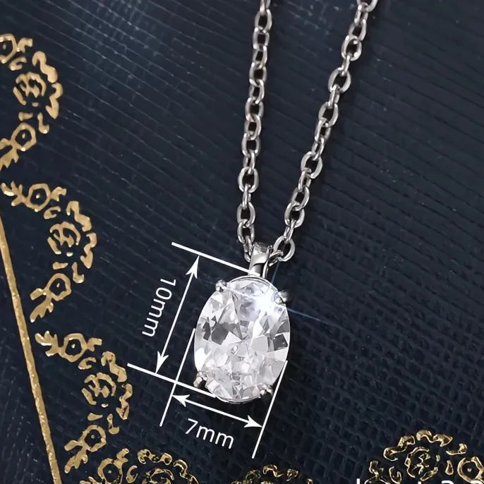 Copper Alloy Oval Pendant Necklace with Cubic Zirconia – Trendy Gift