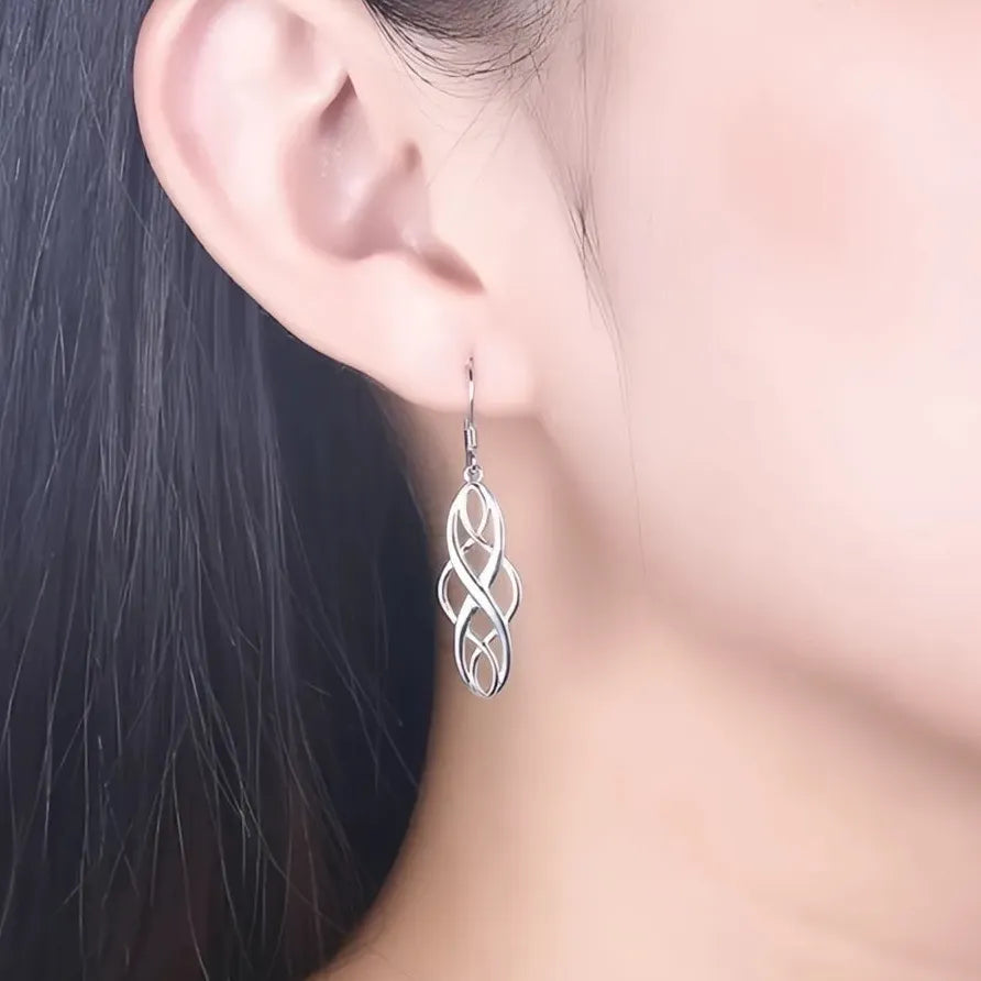 Minimalist Geometric Hollow Silver Metal Dangle Earrings for Women