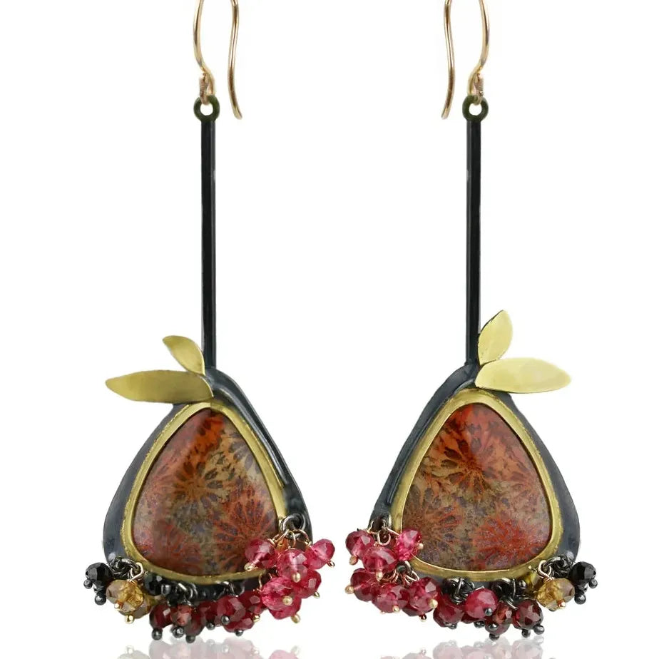 Handmade Colored Beaded Long Pendant Drop Earrings Zinc Alloy for Women