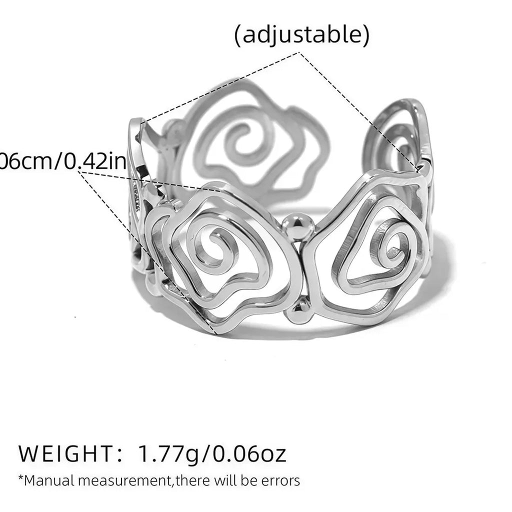Adjustable Stainless Steel Skeleton Spiral Vortex Ring Unisex Fashion Jewelry