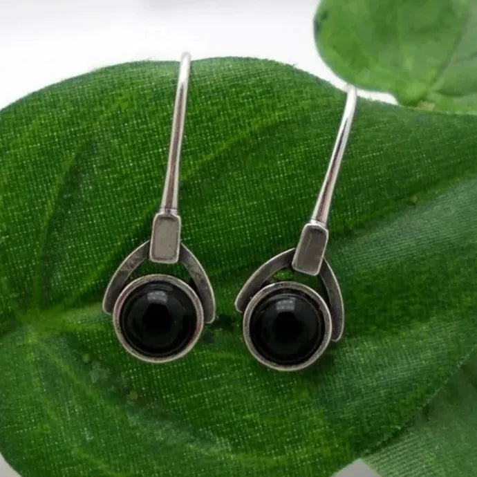 Round Black Crystal Pendant Drop Earrings for Women Fashion Jewelry Gifts