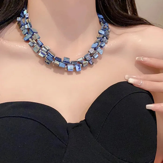 Vintage Bohemian Colored Irregular Double-Layer Natural Shell Necklace Gift