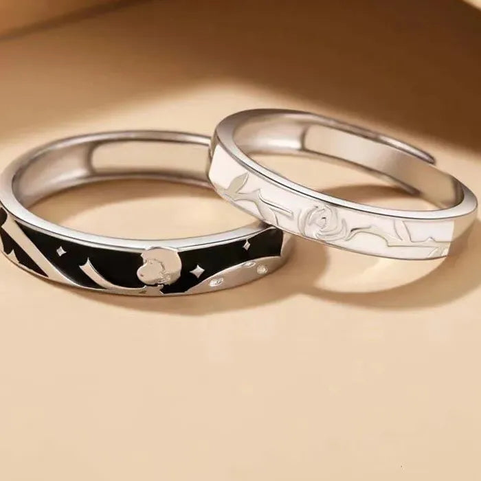 2Pcs Adjustable Astronaut Planet Rings for Women Men Trendy Jewelry