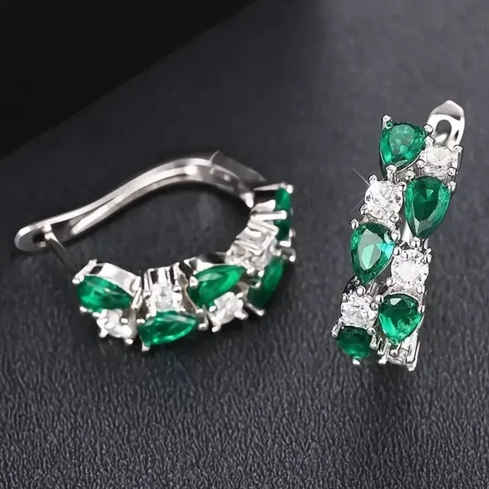Brass Geometric Cubic Zirconia Hoop Earrings Stylish Wedding Jewelry for Women