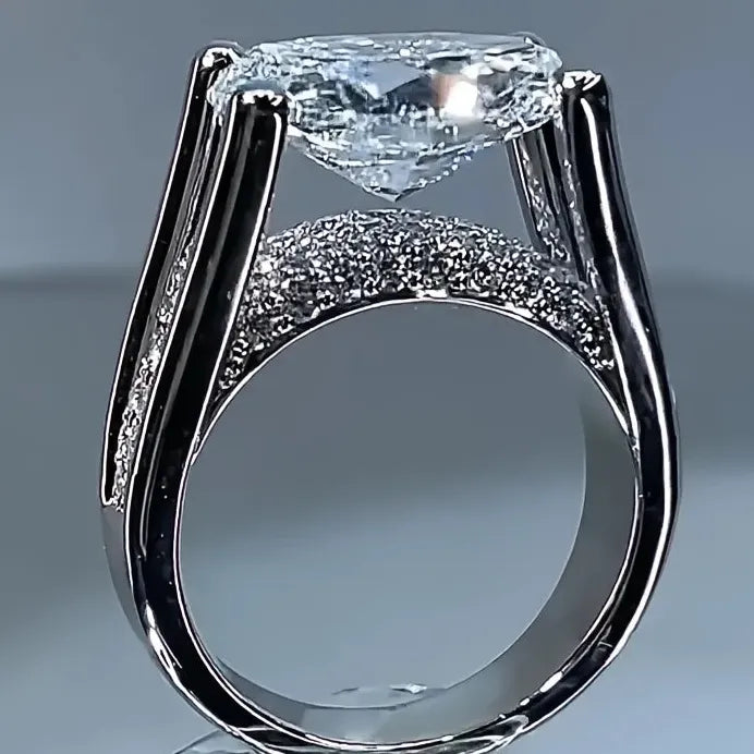 Silver Oval Cubic Zirconia Wedding Party Ring for Women Fashion Jewelry