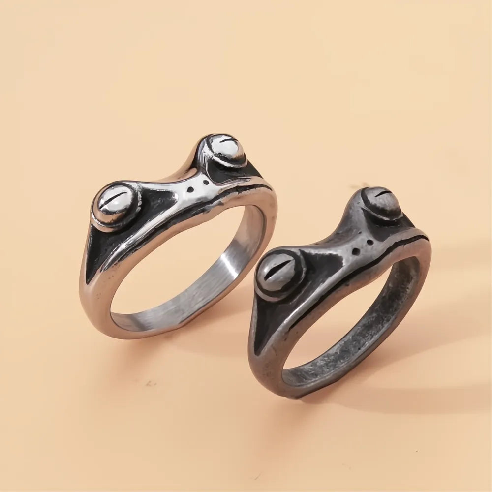Stainless Steel Punk Hip Hop Frog Ring Korean Style Couple Gift for Men Women
