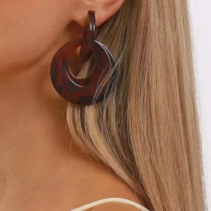 Large Circle Skeleton Drop Earrings for Women Vintage Retro Jewelry Gift