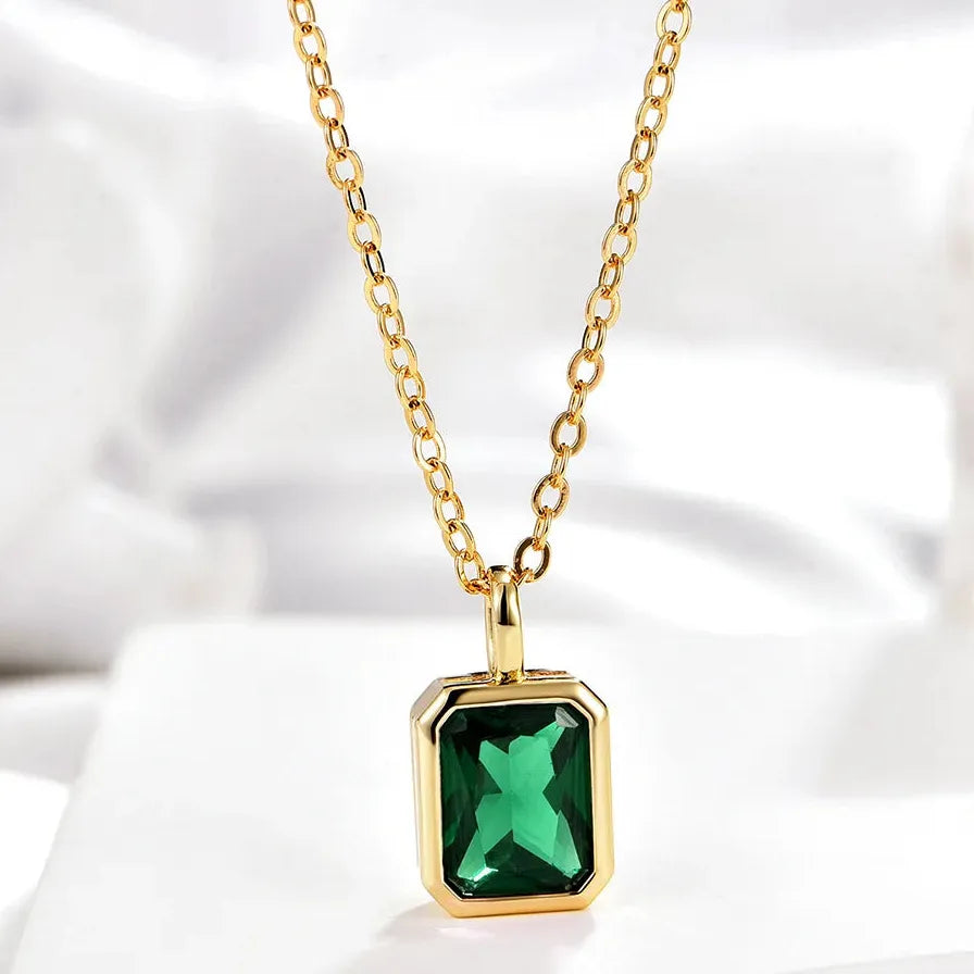 Multicolor Crystal Square Zircon Gold Choker Necklace for Women Party Jewelry