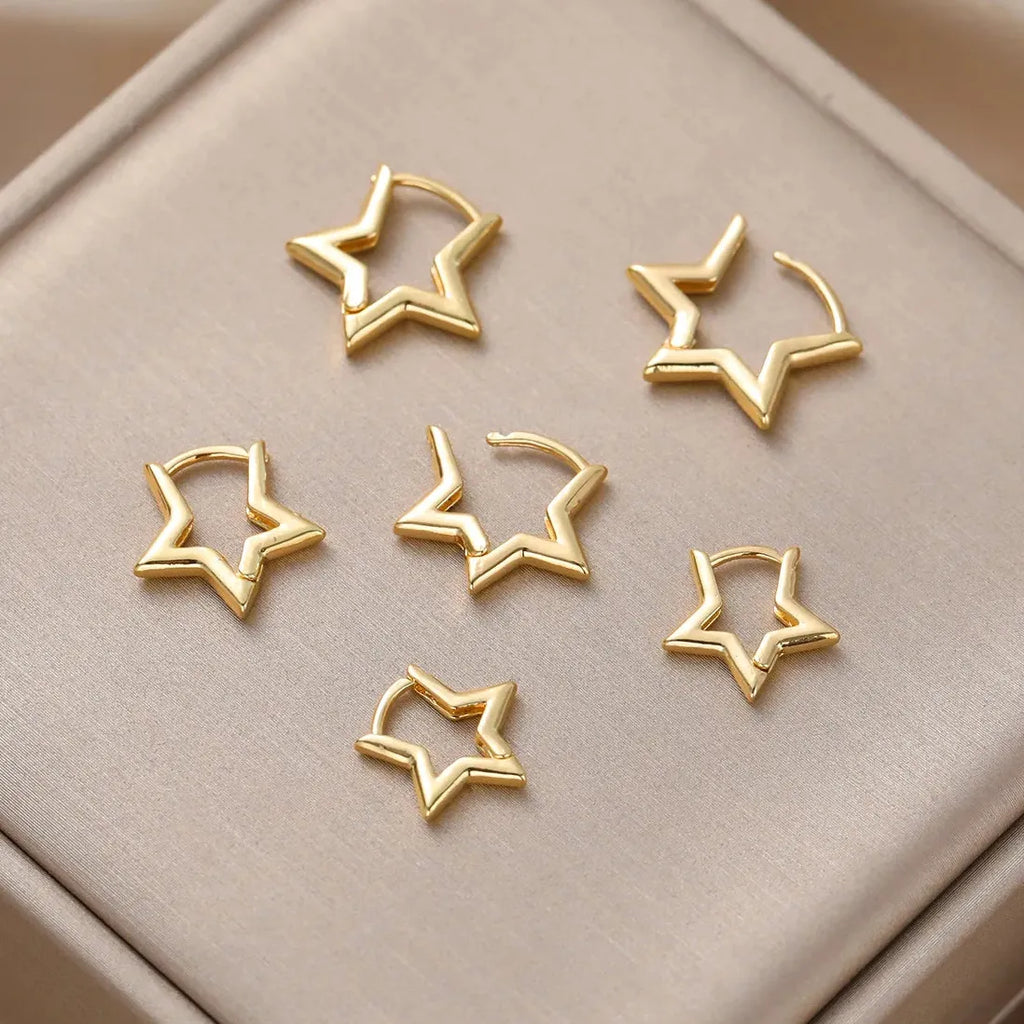 6Pcs Star Hoop Earrings for Women Gothic Rock Piercing Jewelry Fashion Accessory