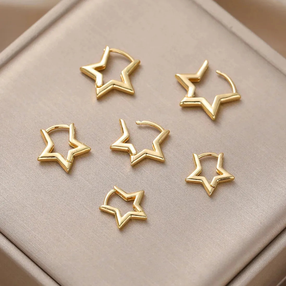 6Pcs Star Hoop Earrings for Women Gothic Rock Piercing Jewelry Fashion Accessory