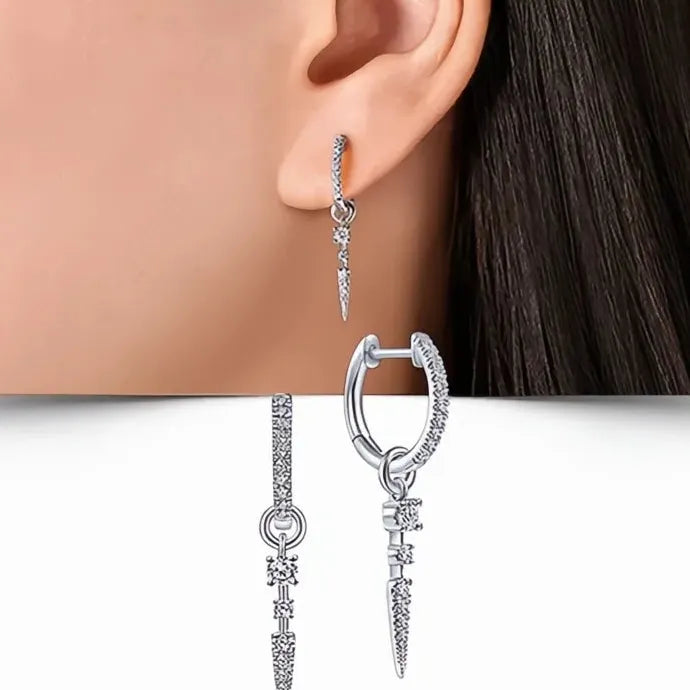 Trendy Cool Girl Copper Alloy Earrings with Sparkling Cubic Zirconia Pendant