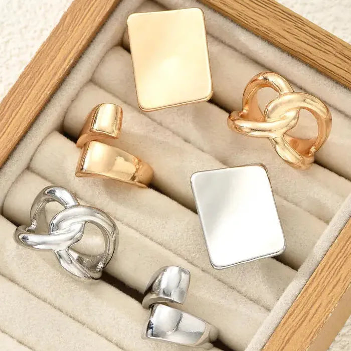 3Pcs Adjustable Irregular Geometric Skeleton Rings Unisex Punk Jewelry