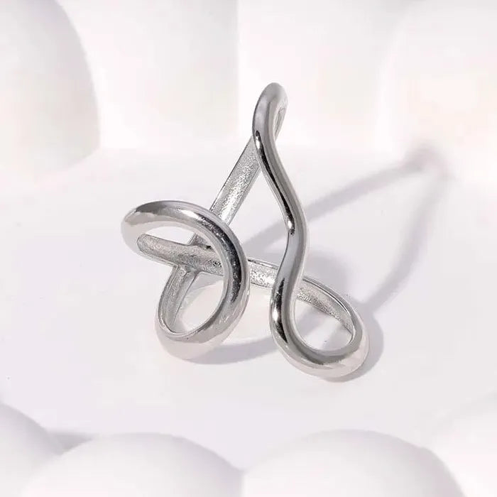 Adjustable Gold Color Stainless Steel Geometric Open Ring for Men Women Jewelry