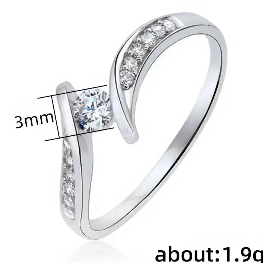 Geometric Cubic Zirconia Ring for Women Wedding Engagement Elegant