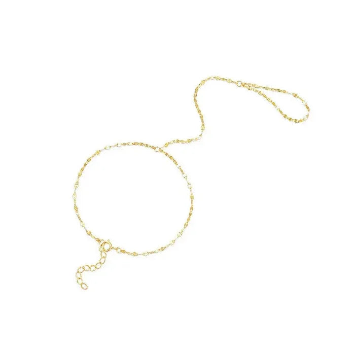 Gold Color Hand Chain Ring Bracelet for Women Minimalist Link Jewelry