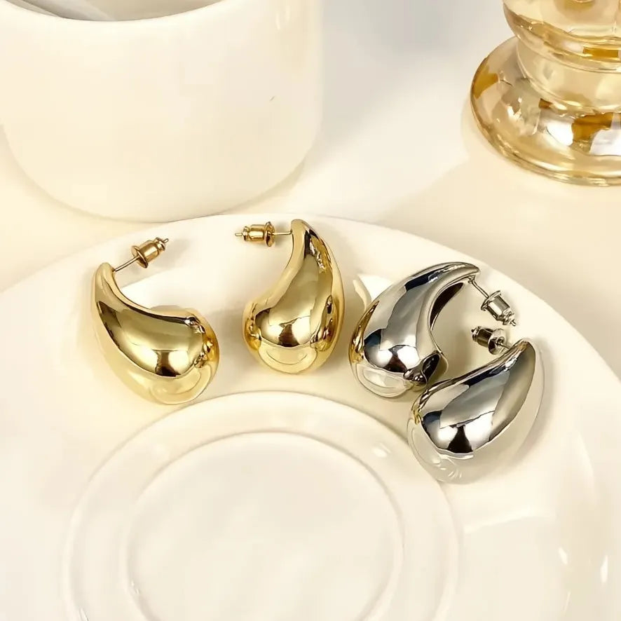 Water Drop Earrings for Women Brass Metal Gold Color Silver Plated Gift