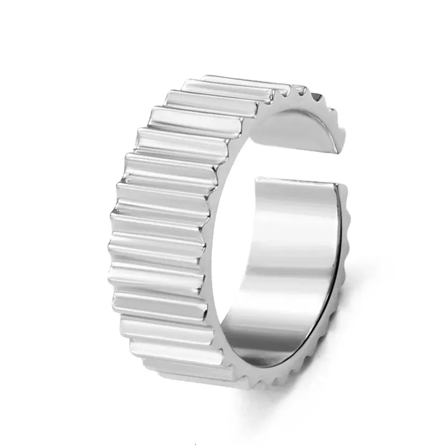 Stainless Steel Gear Ring for Women Couples Trendy Luxury Open Band Jewelry