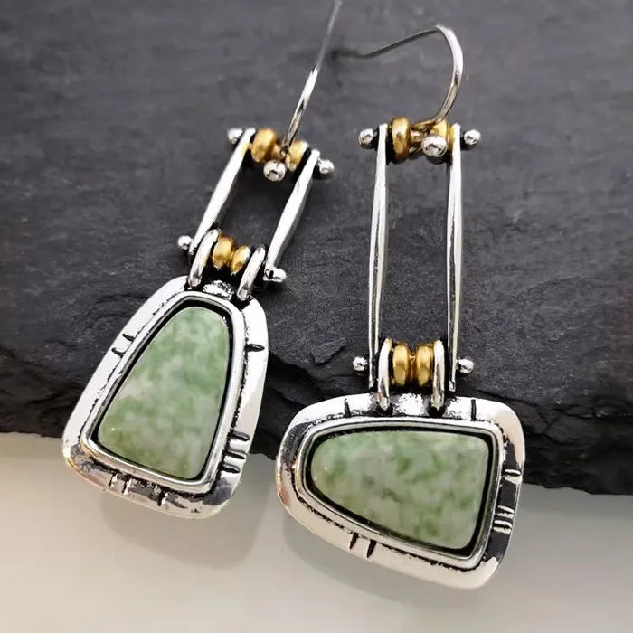 Bohemian Ethnic Faux Turquoise Teardrop Earrings Women Semi-Precious Stone Jewelry