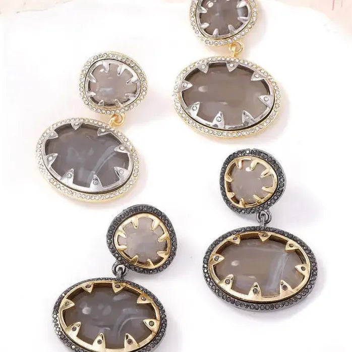 Vintage Geometric Double-Layer Round Drop Earrings for Women Stylish Jewelry