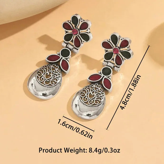 Bohemian Green Stone Drop Earrings Zinc Alloy Romantic Wedding Gift