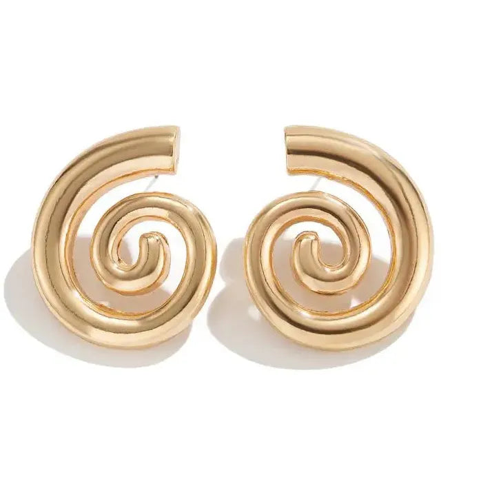 Gold Plated Greek Spiral Geometric Stud Earrings for Women Jewelry Gift
