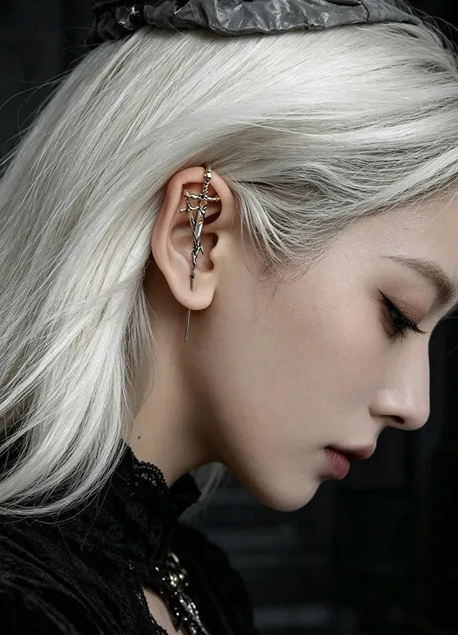 Dark Gothic Sword Ear Pin Copper Metal Punk Rock Unisex Stud Earring